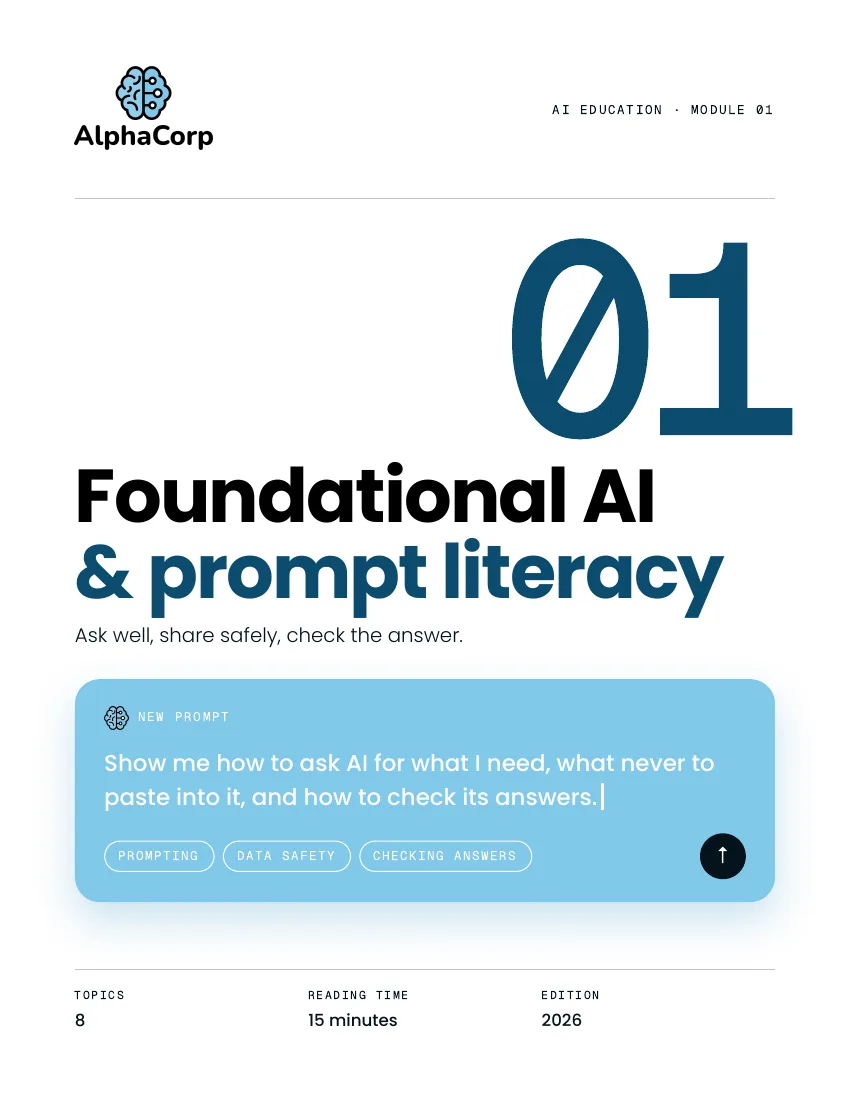 Cover of Module 01, Foundational AI and prompt literacy