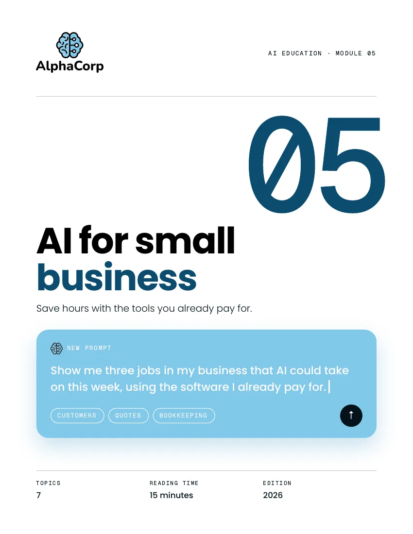 Cover of Module 05, AI for small business