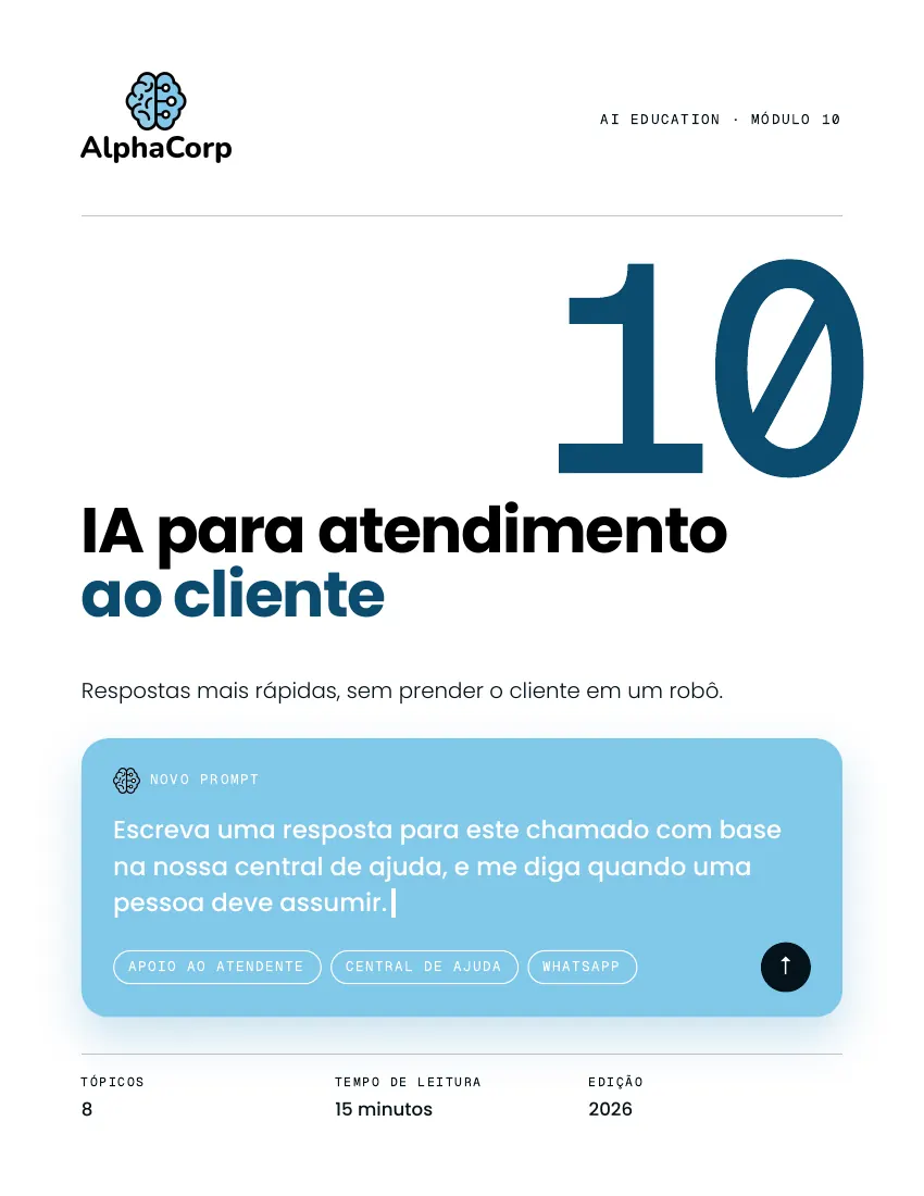 Capa do Módulo 10, IA para atendimento ao cliente