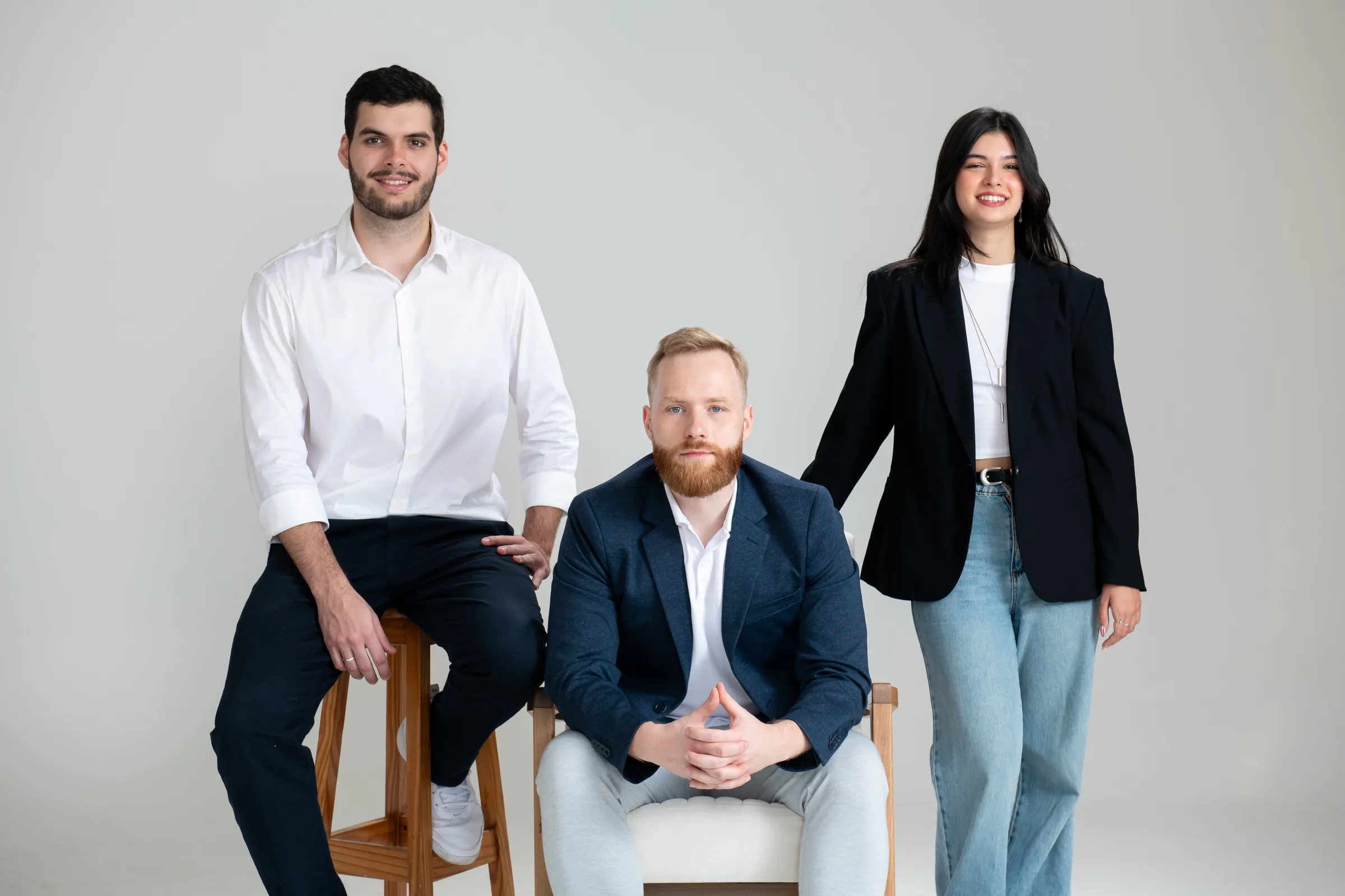 Miguel de Frias, Ignas Vaitukaitis and Beatriz Sampaio, the AlphaCorp AI team