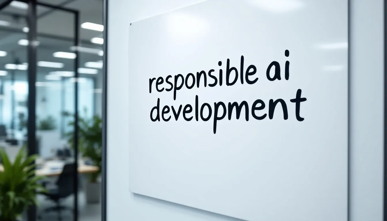 a sign in the office "responsible ai development"