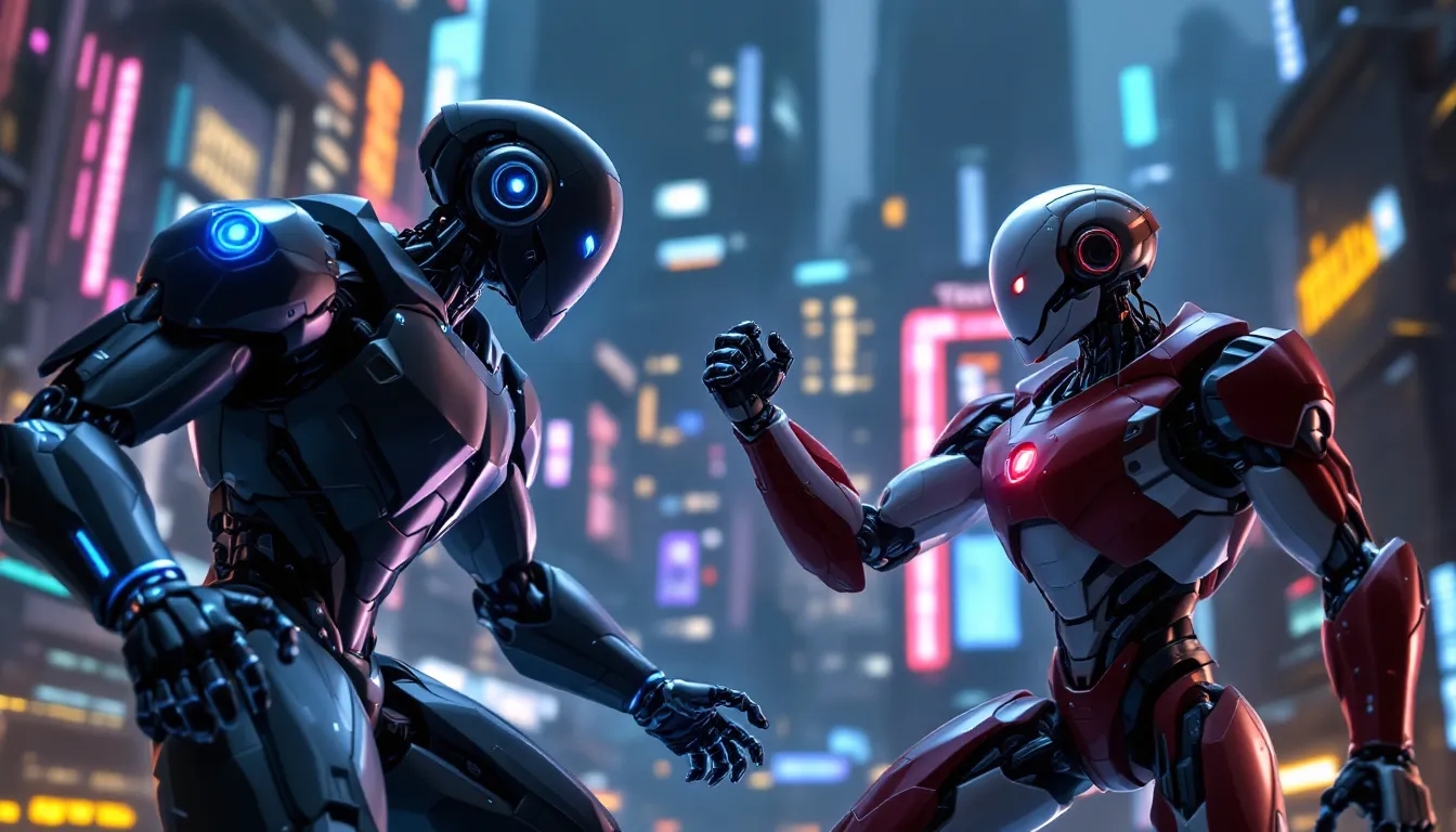 Two robots fighting